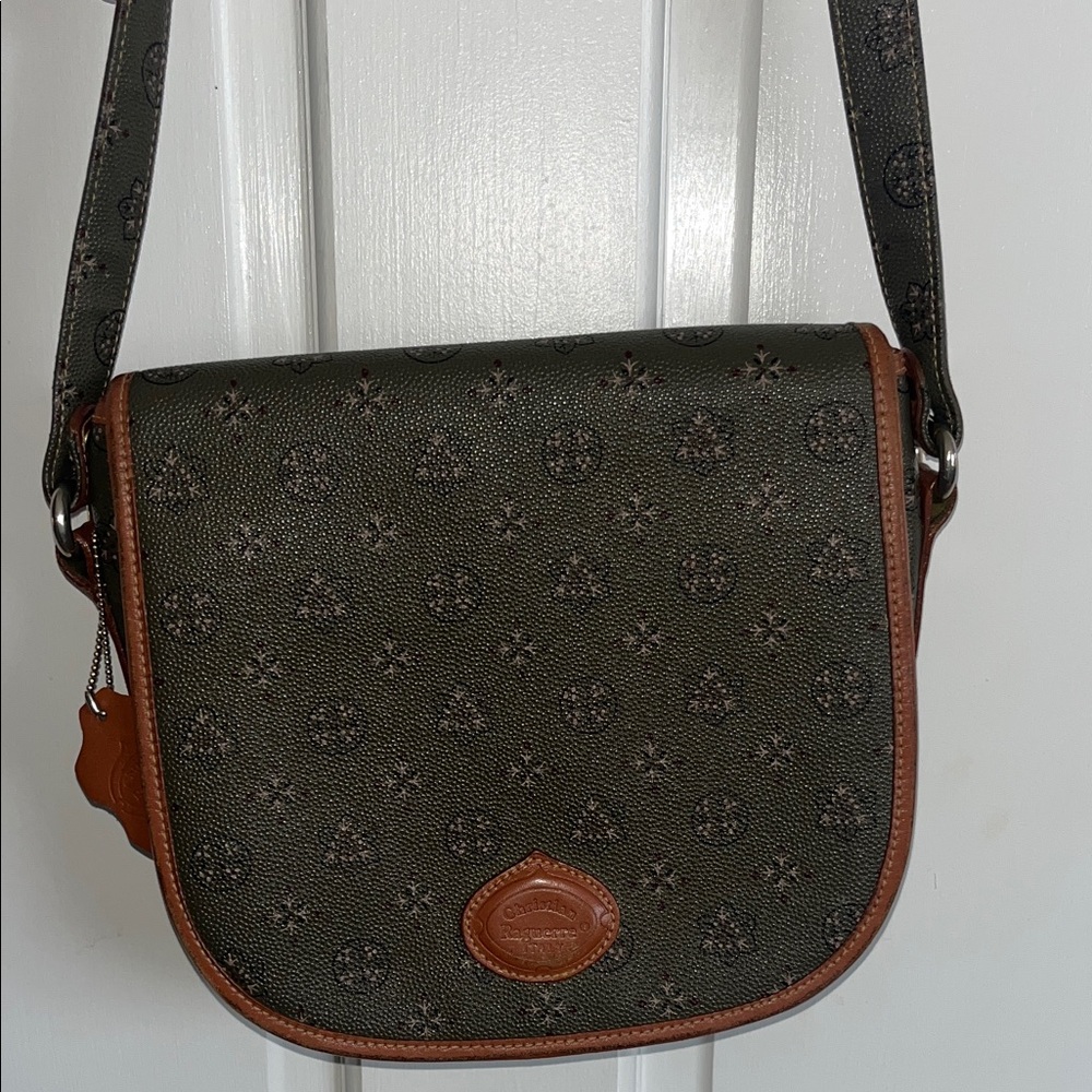 Christian Raguerre Italy Olive Crossbody with Brown Trim